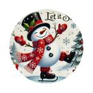 Placa De Metal Redonda De Boneco De Neve Para O Ramadã De Inverno, Decoração De Parede E Porta,
