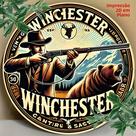 Placa De Metal Redonda Vintage Winchester Em Alumínio Para Parede, Arte Retrô Com Gravação Em Folha,