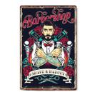 Placa de metal vintage para barbearia e corte de cabelo com pintura em ferro