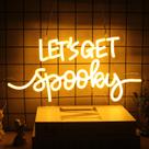 Placa de néon CKTBLEY Let's Get Spooky Yellow LED 42x22cm