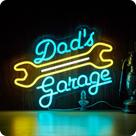 Placa de néon de garagem IMTATTO Dad's Garage LED 42x32 cm USB