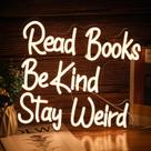 Placa de néon decorativa LISIGNVE Read Books Be Kind 36x33cm