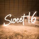 Placa de néon decorativa Neooglroad Sweet 16 alimentada por USB de 16,8"
