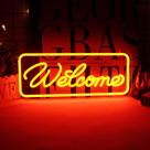 Placa de néon decorativa qbanziou Welcome LED Light Wall