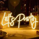 Placa de néon Miootly Let's Party LED 16x7cm USB 10 de brilho