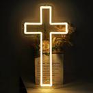 Placa de néon SHIDASIGN Jesus Cross LED Light Decoração de parede 41x23cm