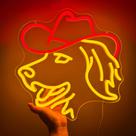 Placa de néon ZLOOREE Golden Retriever com chapéu de cowboy LED