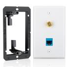 Placa de pared Ethernet y coaxial ELECTOP 2 puertos con soporte de montaje Placa de pared Ethernet y coaxial ELECTOP 2 puertos con soporte de montaje