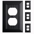 Placa de pared Kisrvopn 1 gang duplex negro mate fibra de bambú paquete de 4