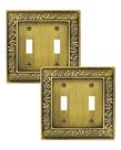 Placa de Pared Treewell Paquete de 2 con Doble Interruptor Palanca Latón Antiguo con Diseño Paisley Placa de Pared Treewell Paquete de 2 con Doble Interruptor Palanca Latón Antiguo con Diseño Paisley