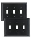 Placa de Pared Treewell Paquete de 2 con Triple Interruptor de Palanca de Aleación de Zinc Negra Placa de Pared Treewell Paquete de 2 con Triple Interruptor de Palanca de Aleación de Zinc Negra
