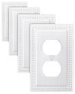 Placa de Pared ZILLSEA con Cuentas, Metal, Doble Enchufe Blanco 8x12 cm
