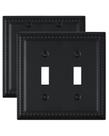 Placa de Pared ZILLSEA Paquete de 2, Interruptor Doble con Borde de Bolitas Negro 13x12 cm