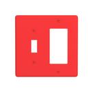 Placa de parede combinada de 2 módulos em policarbonato vermelho claro 11,5 x 11,5 cm Placa de parede combinada de 2 módulos em policarbonato vermelho claro 11,5 x 11,5 cm