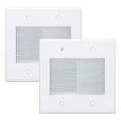 Placa de parede de cabo Kebulldola 2 Gang Brush White, pacote com 2