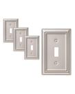 Placa de parede DEWENWILS Single Toggle Satin Nickel 12,5 x 8 cm, pacote com 4