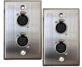Placa de parede DIYTECH XLR Dual XLR Feminina de 3 pinos em aço inoxidável