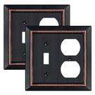 Placa de parede Dyekou 2-Gang Aged Bronze Metal 12,5 x 12,6 cm, pacote com 2 unidades