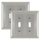 Placa de parede Dyekou 2-Gang Brushed Nickel Metal, pacote com 2