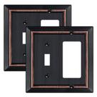 Placa de parede Dyekou 2-Gang Metal Aged Bronze 12,5 x 13 cm, pacote com 2 Placa de parede Dyekou 2-Gang Metal Aged Bronze 12,5 x 13 cm, pacote com 2