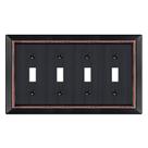 Placa de parede Dyekou 4-Gang 12,5 x 22 cm de metal bronze envelhecido Placa de parede Dyekou 4-Gang 12,5 x 22 cm de metal bronze envelhecido