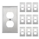 Placa de parede ENERLITES Duplex em aço inoxidável 11,4x7 cm, pacote com 10