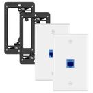 Placa de parede Ethernet VCE de 1 porta com acoplador CAT6 azul, pacote com 2