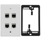 Placa de parede Ethernet Wi4You de 4 portas RJ45 Cat6a com suporte