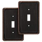 Placa de parede Henne Bery Single Toggle Aged Bronze, pacote com 2