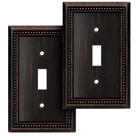 Placa de parede Henne Bery Sunken Pearls Aged Bronze, pacote com 2