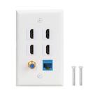 Placa de parede IQIAN 4 HDMI Keystone 1 Cat6 Ethernet 1 Coax F