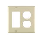 Placa de parede Leviton 2-Gang 1-Duplex 1-Decora/GFCI Device Ivory