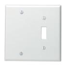 Placa de parede Leviton 2-Gang 1-Toggle 1-Blank Thermoset White Placa de parede Leviton 2-Gang 1-Toggle 1-Blank Thermoset White