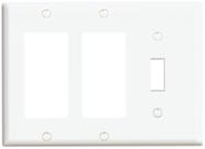 Placa de parede Leviton 3-Gang 1-Toggle 2-Decora/GFCI Device branca Placa de parede Leviton 3-Gang 1-Toggle 2-Decora/GFCI Device branca