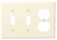 Placa de parede Leviton 3-Gang 2-Toggle 1-Duplex Thermoset Ivory Placa de parede Leviton 3-Gang 2-Toggle 1-Duplex Thermoset Ivory