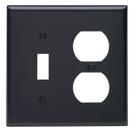Placa de parede Leviton 80705-E 2-Gang Toggle Duplex preta