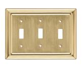 Placa de parede Monarch Abode 3-Gang Toggle Brushed Gold
