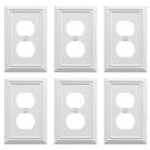 Placa de parede OKAWYC White Adler Metal Duplex Outlet, pacote com 6