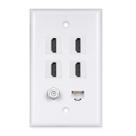 Placa de parede Phizli 4 HDMI Keystone 1 Cat6 Ethernet 1 Coax White