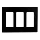 Placa de parede sem parafusos Leviton 3-Gang Decora Plus em policarbonato preto