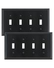 Placa de parede TREEWELL, pacote com 2 unidades, liga de zinco, 4 gangues, preta, 22x13 cm