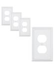 Placa de parede Treewell, pacote com 4, capa duplex de metal branca Placa de parede Treewell, pacote com 4, capa duplex de metal branca