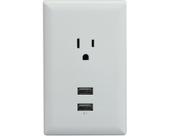 Placa de parede USB RCA WP2UWR com 2 tomadas de carregamento USB