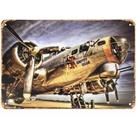 Placa de parede vintage Liberty Belle B-17 Bomber Iron 30x20cm