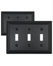 Placa de parede ZILLSEA Triple Toggle Black Metal 17x12 cm, pacote com 2