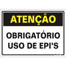 Placa de Poliestireno Auto-Adesiva 20x30cm Atenção Uso Obrigatorio de EPI's - 250 BT - SINALIZE