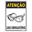 Placa de Poliestireno Auto-Adesiva 20x30cm Atenção Uso Obrigatório de Óculos de Proteção - 250 AT - SINALIZE