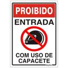 Placa de Poliestireno Auto-Adesiva 20x30cm Proibido Entrada Com Uso do Capacete - 250 BU - SINALIZE