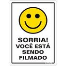 Placa de Poliestireno Auto-Adesiva 20x30cm Sorria Você Esta Sendo Filmado - 250 AJ - SINALIZE