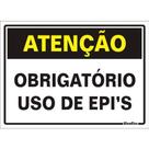 Placa de Poliestireno Autoadesiva 20x30cm Atenção Uso Obrigatorio de Epi's 250 Bt Sinalize Plac